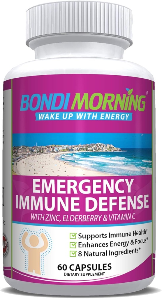 Emergency Immunity Support Vitaminer Kosttilskud - C-vitamin med zinktabletter + Elderberry Extract Bolster immunsystem Response, fordøjelsessygdomme, energi og fokus, 60- greve