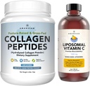 AMANDEAN Premium Liposomal Vitamin C & Bovine Collagen Peptider Bundle. Kraftig antioxidant. Liquid Quality-C. Hydrolyseret type 1 og 3. Immunstøtte. Sund hud, hår og negle