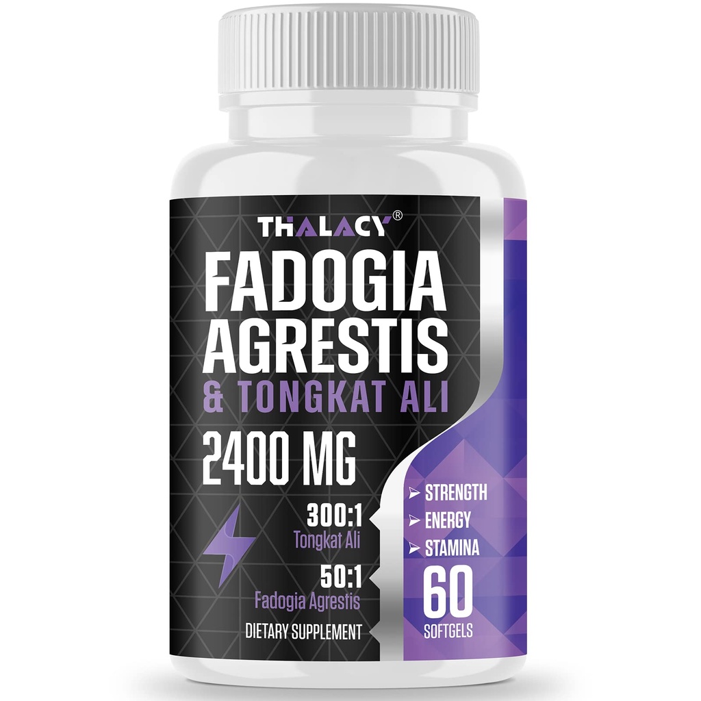 2400mg Fadogia Agrestis Tongkat Ali Supplement - Fadogia Agrestis 1400mg & Tongkat Ali 1000mg Ultra Blend, Maksimal styrke, Muskel Mass & Athletic Performance, 60 Softgels