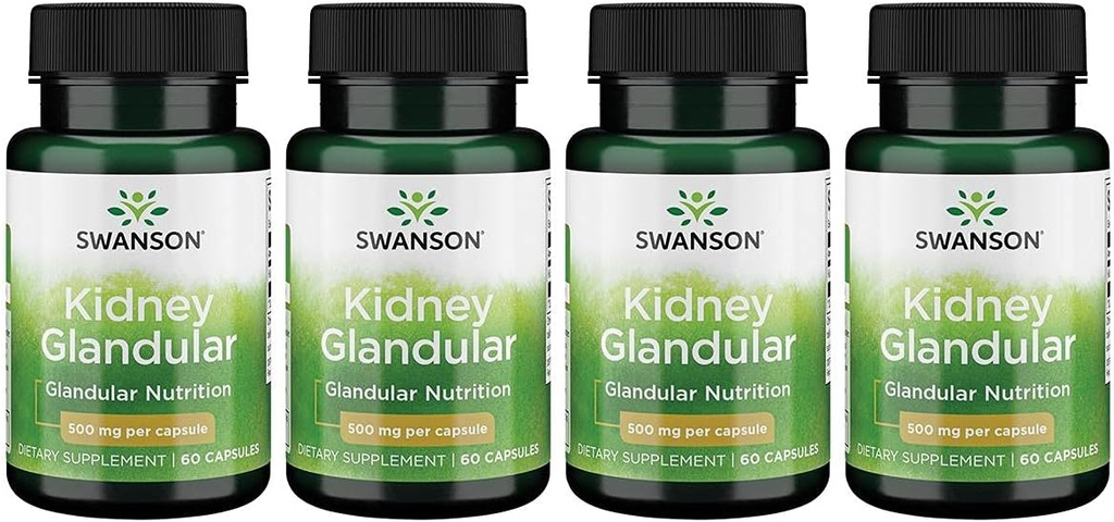 Swanson Nyre Glandulær 500 mg 60 Caps 4 pakning