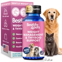 Vægt & Thyroid Support til hunde og katte, Natural Solution for Hunger Control, Metabolisme Support, Optimal Thyroid funktion, Effektiv hund & kat vægttab, 400 Odorless, Tastless Pills