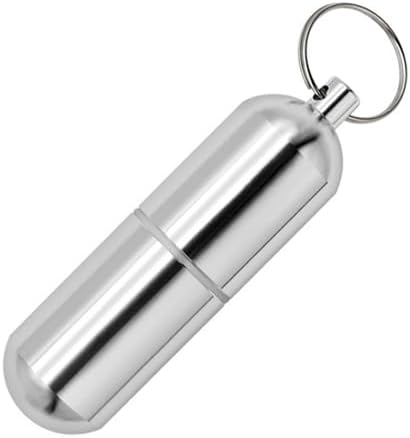 Portable Pill Organizer Small Travel Pill Box Keychain Mini Daily Pill Case Container, Waterproof Metal Pill Holder Medicine Bottlefor Supplements, Pills, Vitamins and Medication (Large)
