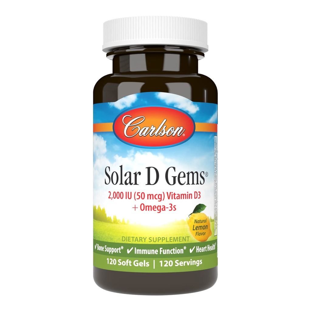 Carlson Labs Solar D Gems Natural Vitamin D3, 2000 IE, 120 Softgels