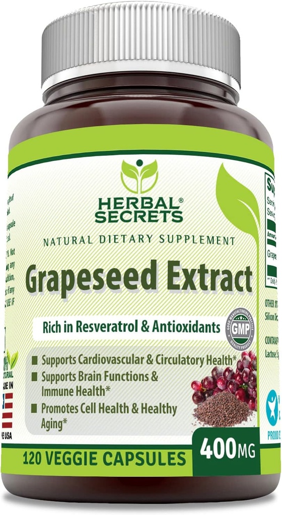 Urtehemmeligheder Grapeekstrakt 400 mg 120 Veggie kapsler Supplement - Non-GMO - Gluten Free