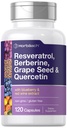 Horbäach Resveratrol Berberine Grape Seed & Quercetin Dex124; med blåbær & rød vin Extract 124; 120 Kapsler Dex124; Non- GMO, Gluten Free & Vegetarian Supplement