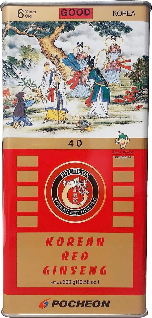 Pocheon 300g Koreansk Canned Tørret Panax Rød Ginseng 24 Rødder 6År God Grade 300- 40