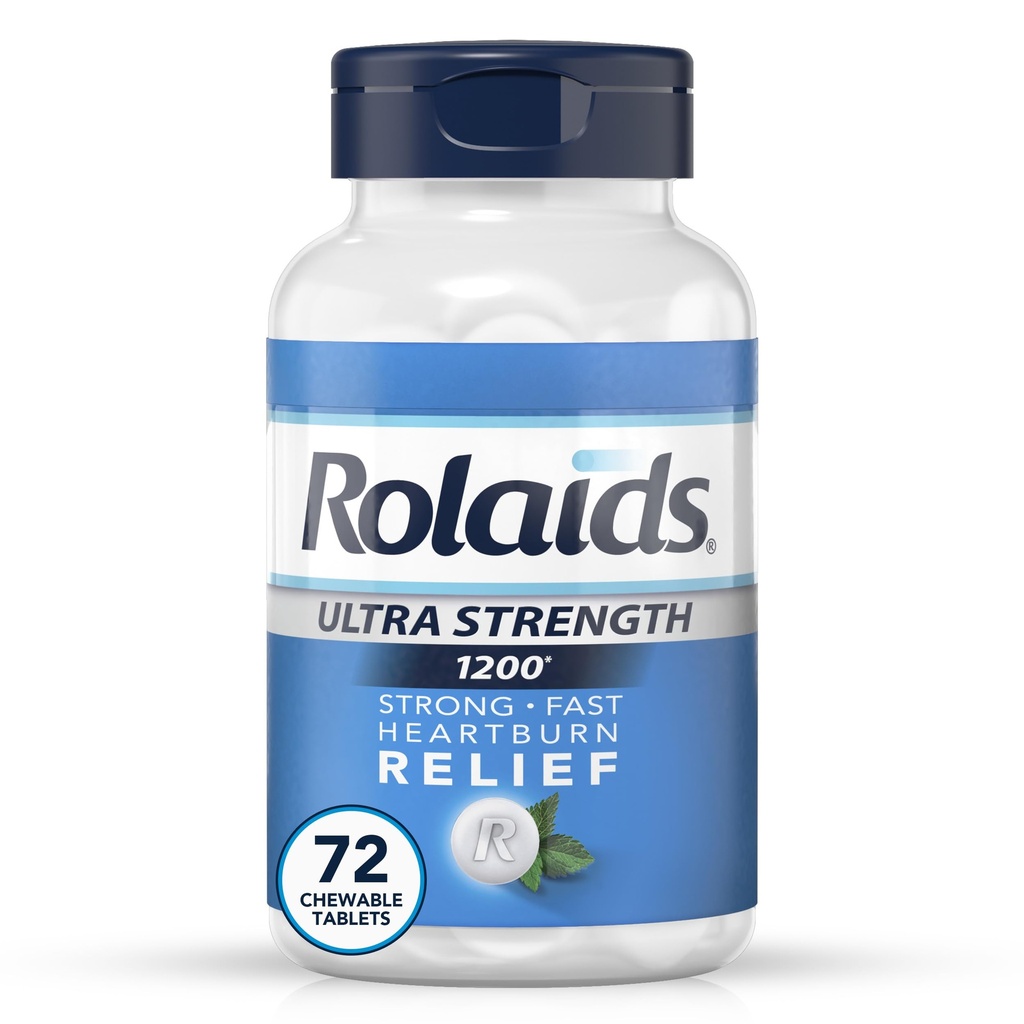 Rolaids Ultra Strength Antacida Chewable Tablets, Mint, 72- greve