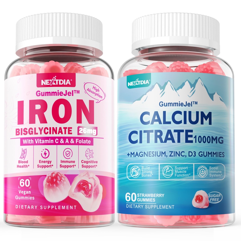 Calcium Citrat 1000mg fyldt Gummies + Iron Bisglycinate 26mg
