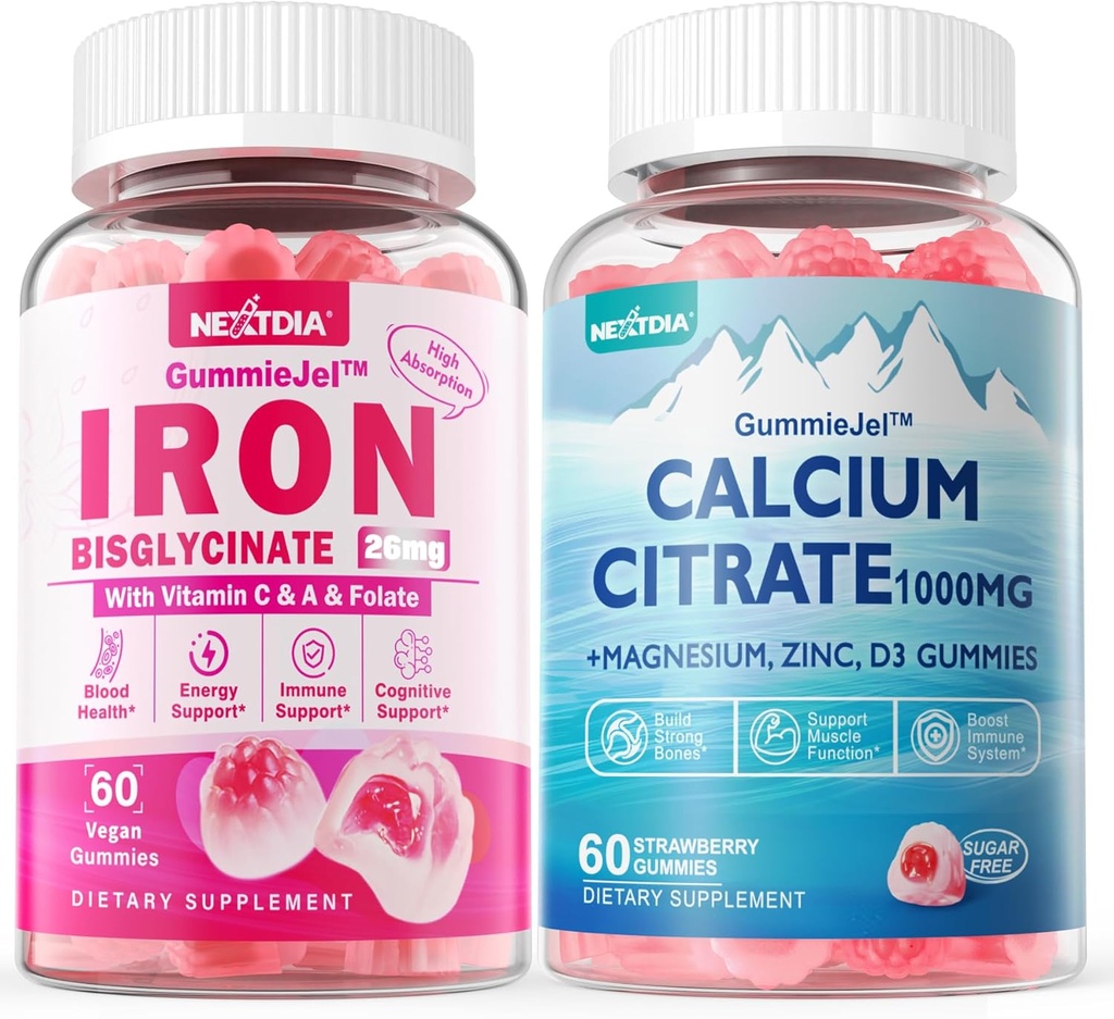 Calcium Citrate 1000mg Filled Gummies + Iron Bisglycinate 26mg