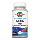 KAL vitamin B- 6, B- 12 & folinsyre supplement, hjerte sundhed, energi & røde blodceller Support *, med vitamin B12 Methylcobalamin & folat, naturlige berry flavor, 60 Servering, 60 ActivMelt Micro Tablets