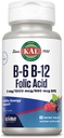 KAL vitamin B- 6, B- 12 & folinsyre supplement, hjerte sundhed, energi & røde blodceller Support *, med vitamin B12 Methylcobalamin & folat, naturlige berry flavor, 60 Servering, 60 ActivMelt Micro Tablets