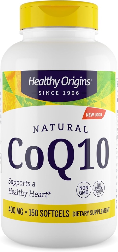 Sunde Origin ® CoQ10 400 mg - Natural Trans- Isomer Ubiquinone - Gær gæret, Understøtter hjertesundhed & cellulær energi - Non- GMO 150 Softgels