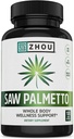 Zhou Saw Palmetto Supplement for mænd - Premium Complex, avanceret formel, ekstra styrke 450 mg Saw Palmetto Berry Per Capsule - 100 vegetariske kapsler