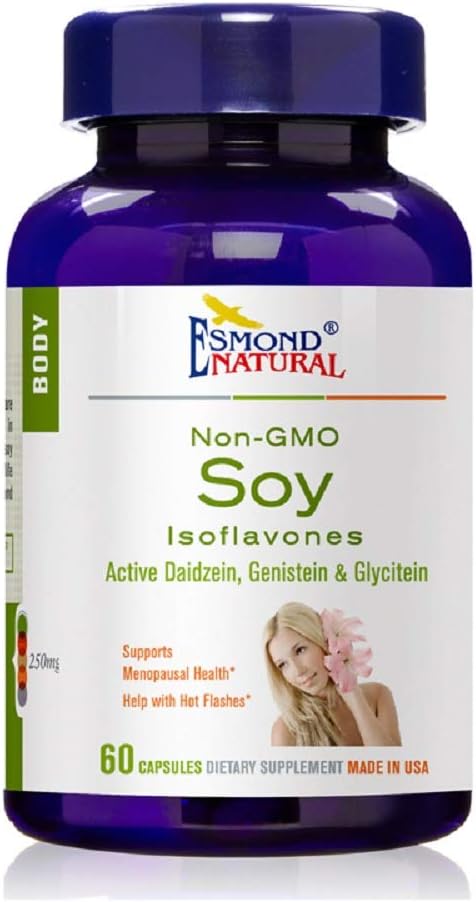 Soja Isoflavones Non- GMO (understøtter Menopausale Health & Hot Flashs), GMP, Natural Product Assn Certified, Made in USA - 250 mg, 60 kapsler