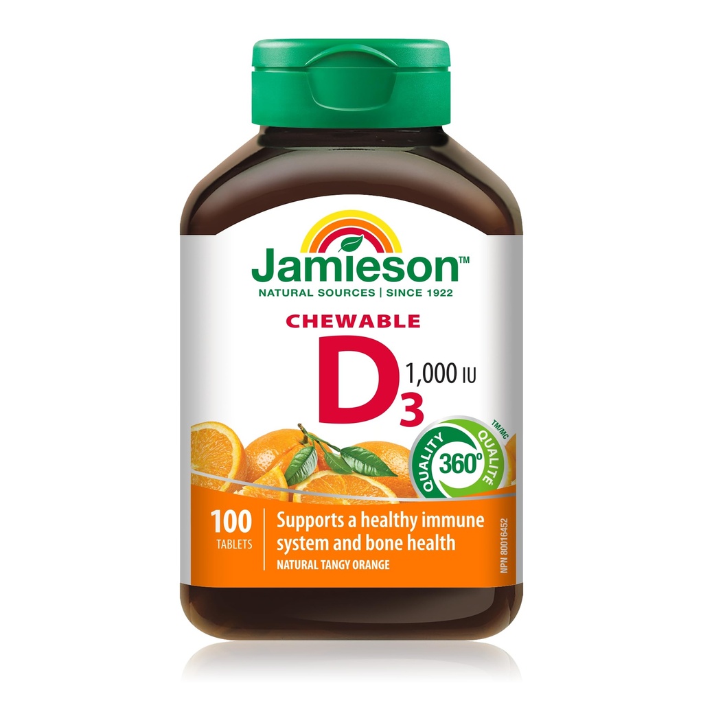 Jamieson Natural Tangy Orange Chewable D 1000IE 100 tabletter