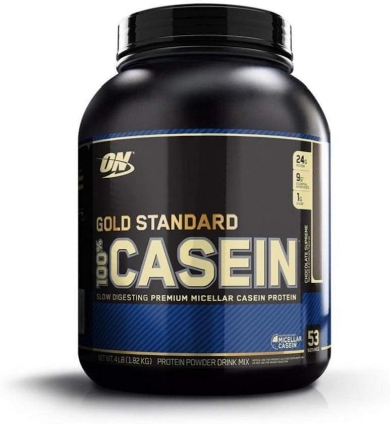 Optimum Nutrition Gold Standard 100% Micellar Casein Protein Powder, Slow Digesting, Hjælper holde dig fuld, Overnight Muscle Recovery, Chokolade Supreme, 4 Pound (Packaging May Vary)