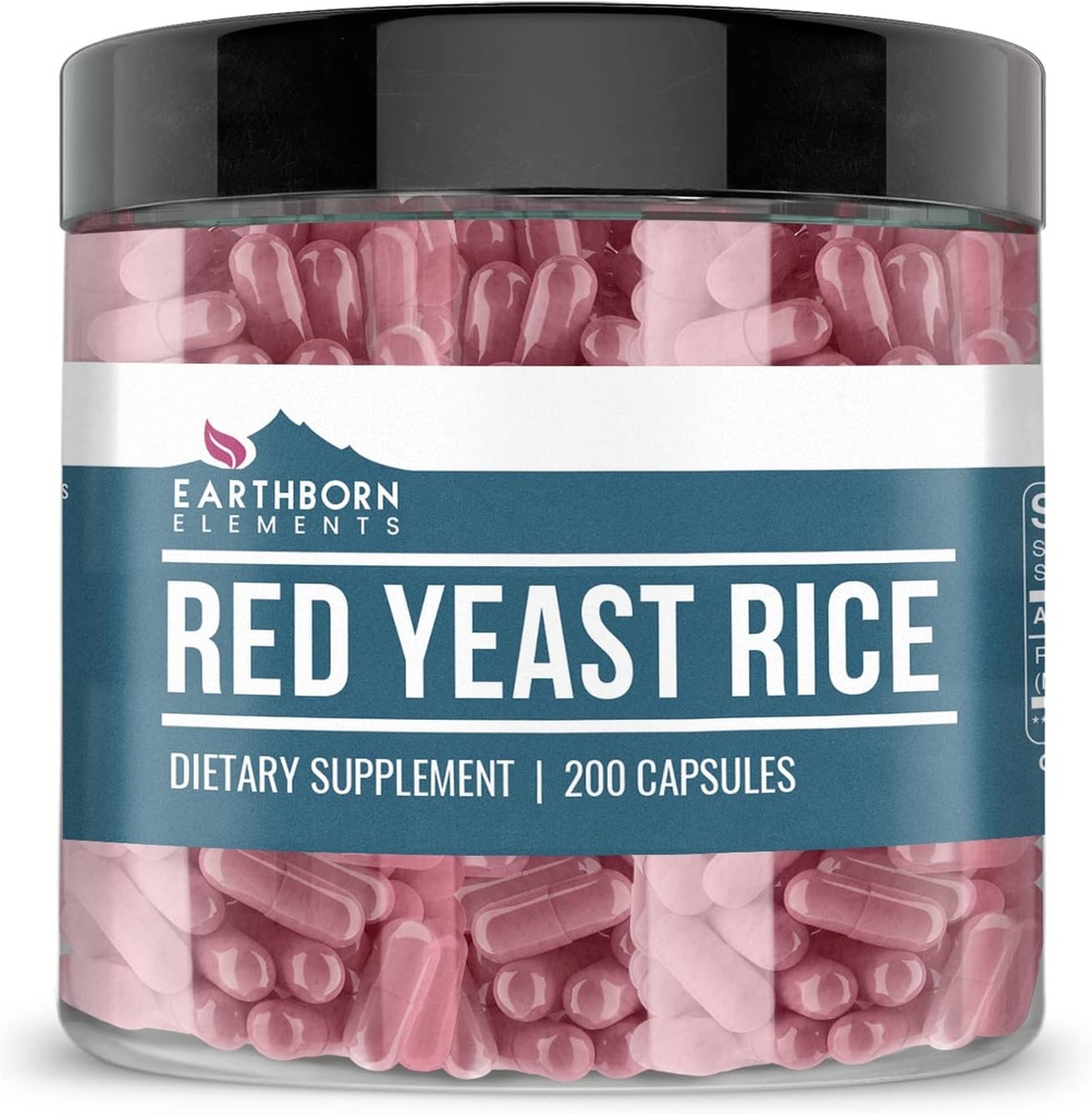 Earthborn Elements Red Yeast Rice 200 Kapsler, Pure & Ufortyndet, Ingen tilsætningsstoffer