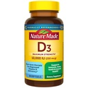 Natur Made Vitamin D3 10000 IE (250 mcg) Maksimal styrke, Vitamin D supplement til ben og immunforsvar, 60 Softgels, 60 dages forsyning