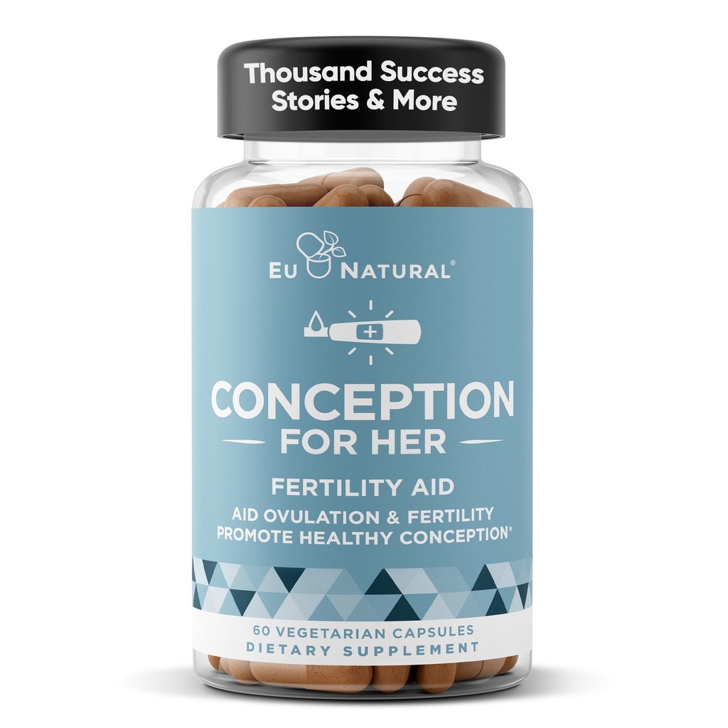 Konception Fertilitet Kosttilskud til kvinder - Aids Ovulation, Hormonal Balance, & regelmæssige cykler - Prenatal Vitamin Support med Myo-Inositol, Folate, Folinsyre, Vitex - 60 Vegetar bløde kapsler