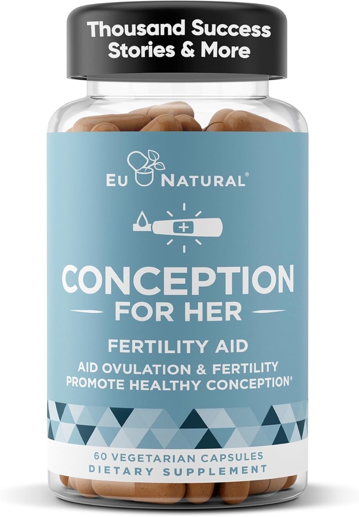 Konception Fertilitet Kosttilskud til kvinder - Aids Ovulation, Hormonal Balance, & regelmæssige cykler - Prenatal Vitamin Support med Myo-Inositol, Folate, Folinsyre, Vitex - 60 Vegetar bløde kapsler