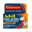 Advil Dual Action Rygsmerter Caplets Levere 250 mg Ibuprofen og 500 mg Acetaminophen per dosis for 8 timer Rygsmerter Relief - 18 greve