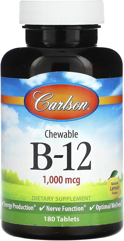 Carlson Labs B- 12- SL, 1000mcg, 180 tyggetabletter