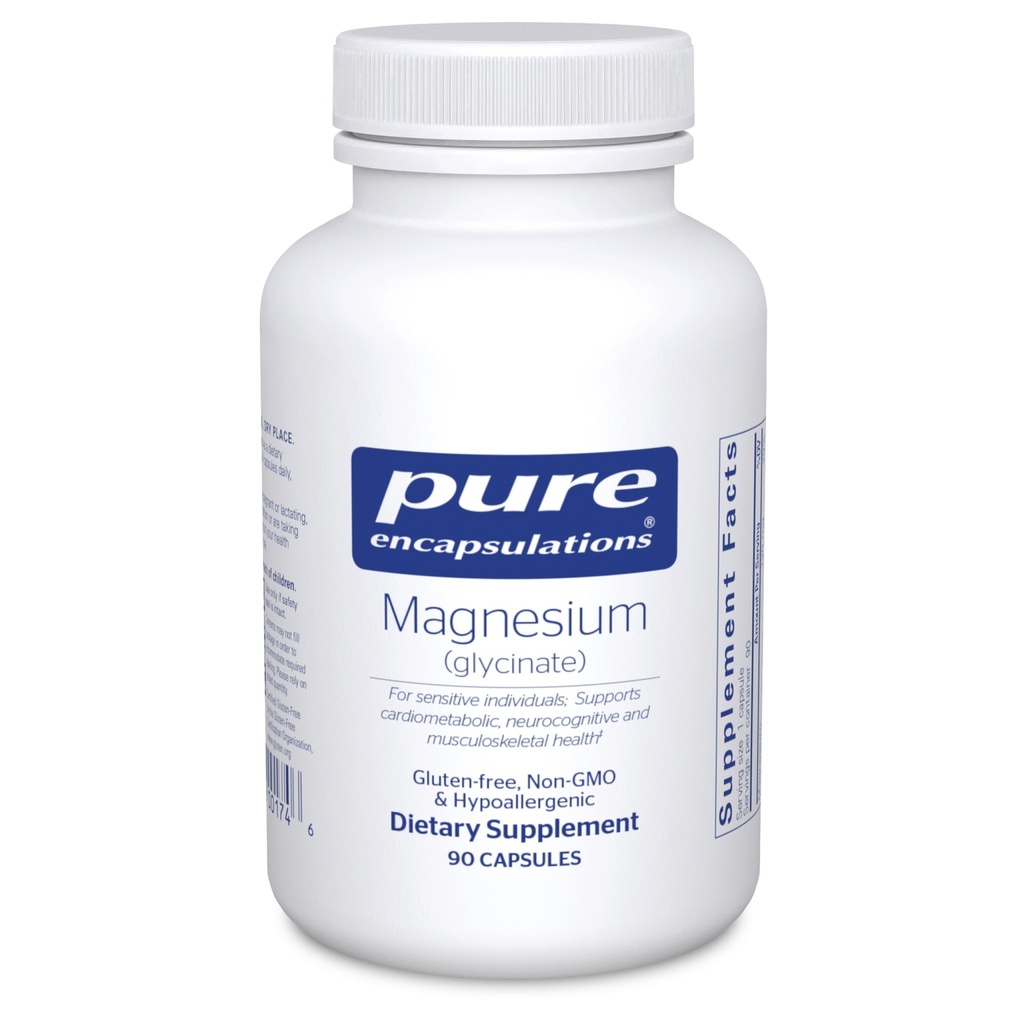 Rene indkapslinger Magnesium (Glycinat) - supplement til støtte stress Relief, søvn, hjerte sundhed, nerver, muskler, og Metabolisme * - med Magnesium Glycinat - 90 kapsler