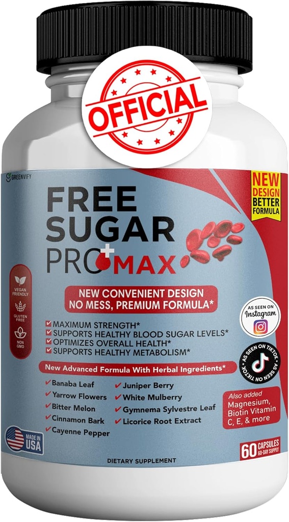 Gratis sukker Pro Max alle naturlige formel til at opretholde sunde niveauer, maksimal styrke Daglig formel, Blood Sugar Health Anmeldelser (1 pakke - 60 kapsler)