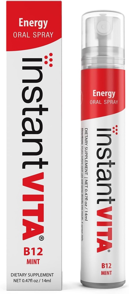 instantvita Energy Supplement - Vitamin B12 1000 mcg Oral Spray for Hurtigere Absorption, 1- Måned Supply, Mint Flavor, 0,47 Fl Oz