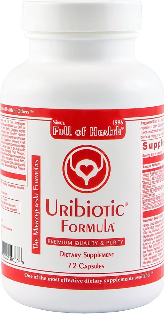 Uribiotic Formel [72 kapsler] Siden 2003 - Advanced Support for Urinary Bregen, Prostata & Kidney Health
