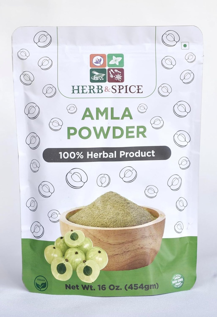 Organic Amla Powder, Lab Testet, for tunge Metaler, Vegan & Gluten Free, Indian Gooseberry Powder, Vitamin C for immunsystem, 100% Ayurvedic Superfood, Antioxidanter, Non- GMO 1 LB (454 Gram)