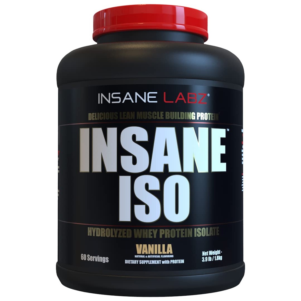 Insane Labz Insane ISO Whey Protein Powder Featuring 25g Hydrolyzed Whey Isolate, 60 Servere, Vanilla