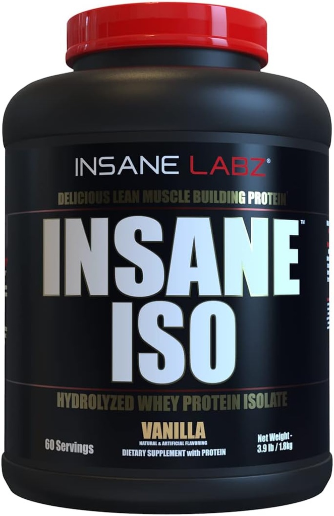 Insane Labz Insane ISO Whey Protein Powder Featuring 25g of Hydrolyzed Whey Isolate, 60 Servings, Vanilla