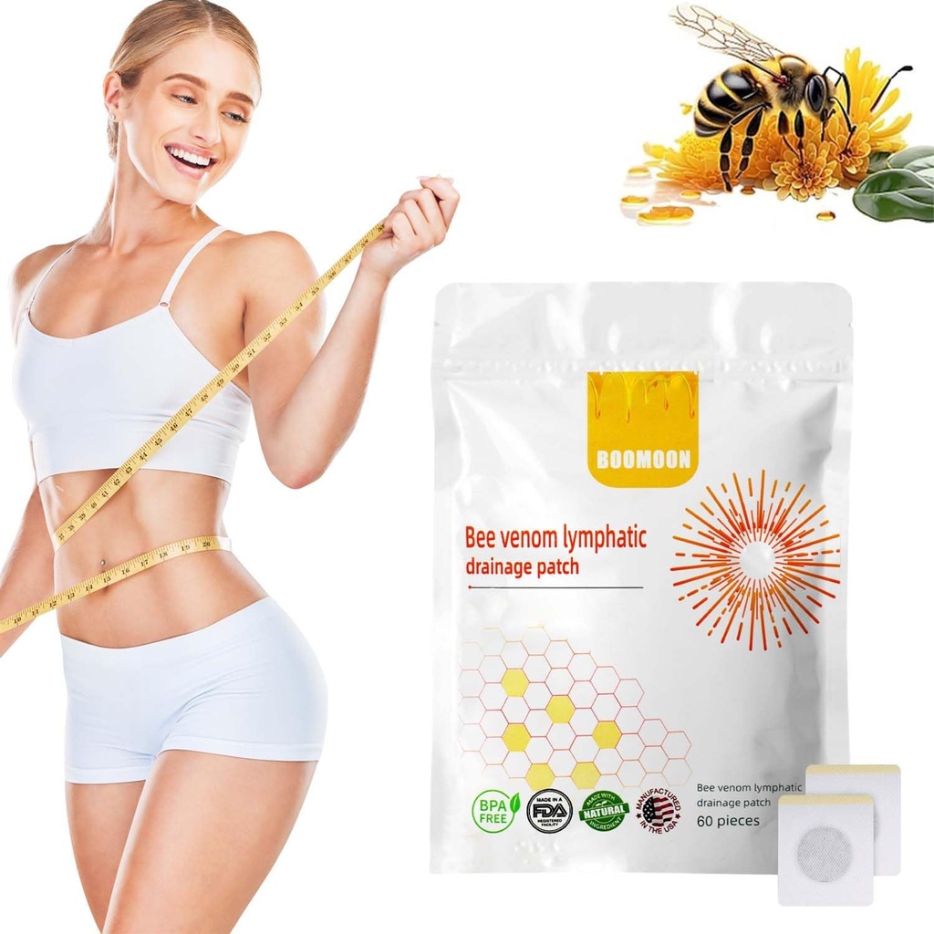 60PCS Bee Venom Navel Patches, Bee Venom Lymporative Drainage Navel Patches, Bee Venom Navel Patches for Women & Men (60pcs / 1 Tasker)