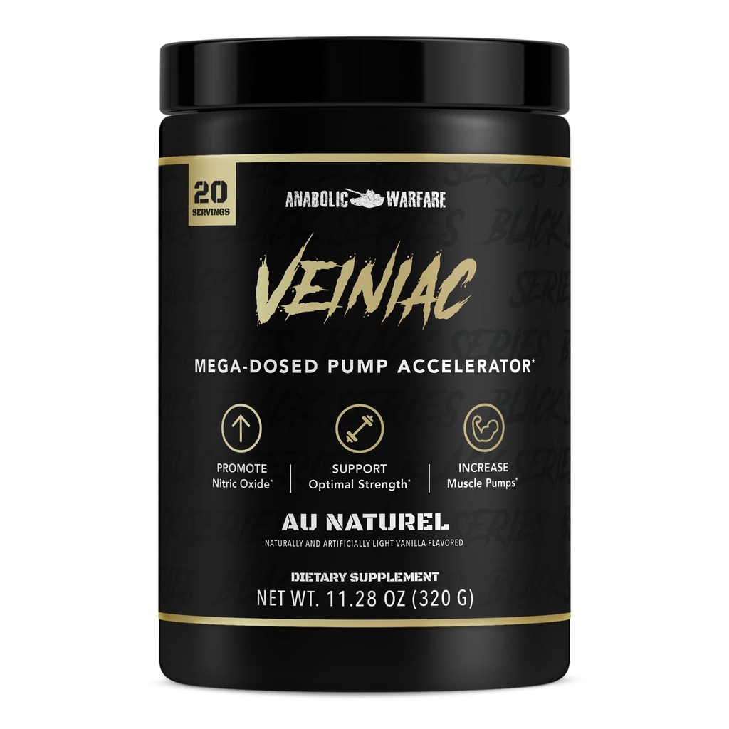 Anabolsk krigsførelse Veiniac Muskelpumpeaktivator Supplement Stimulant Gratis Pre- workout med L- Citrullin, Betain Vandfri, & Tilføjet AGMass ™, Øger nitrogenoxid *, naturlige 20 Serveringer