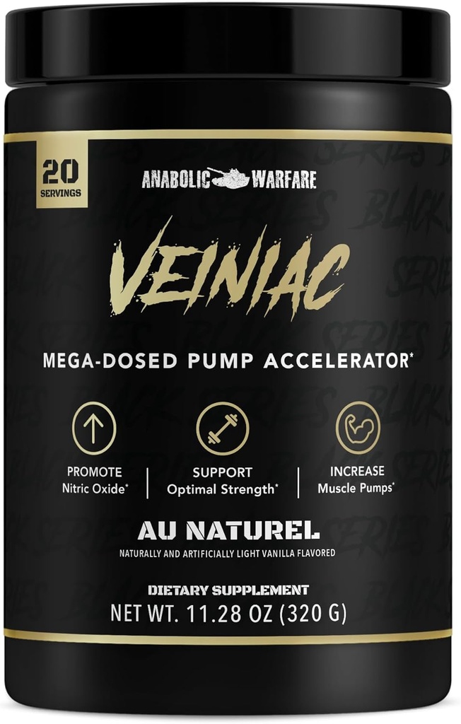 Anabolsk krigsførelse Veiniac Muskelpumpeaktivator Supplement Stimulant Gratis Pre- workout med L- Citrullin, Betain Vandfri, & Tilføjet AGMass ™, Øger nitrogenoxid *, naturlige 20 Serveringer