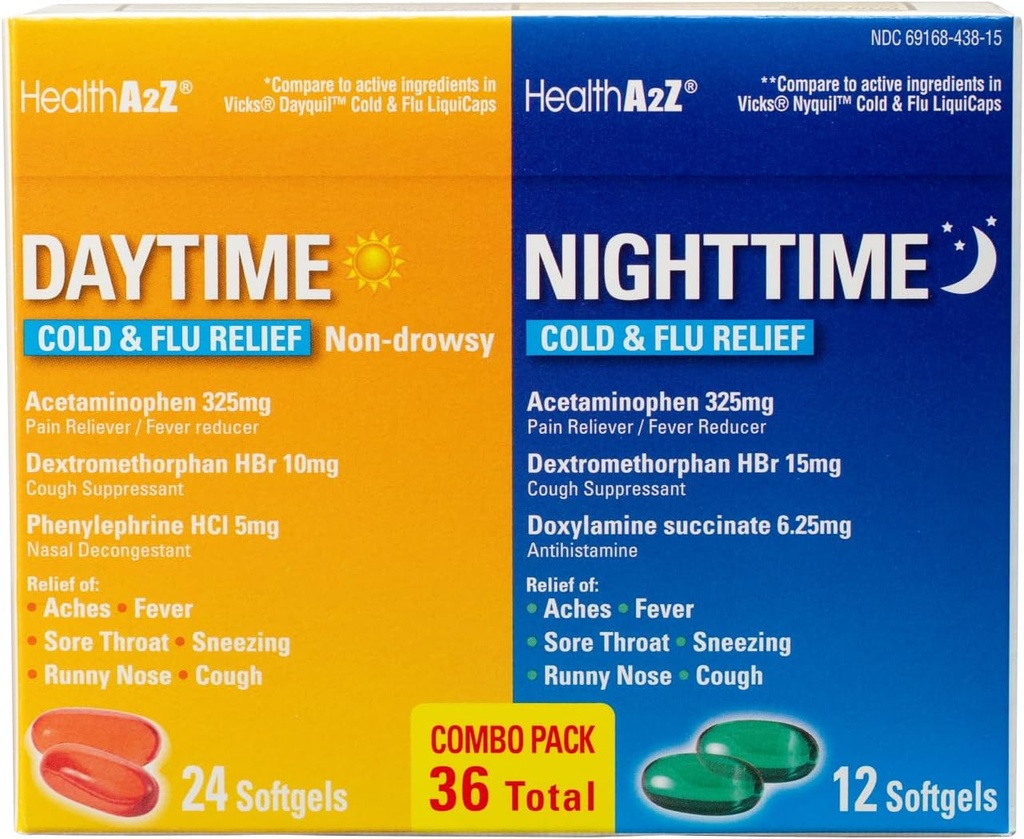 HealthA2Z ® Daytime and Nighttime against 124; Cold & Flu Medicine