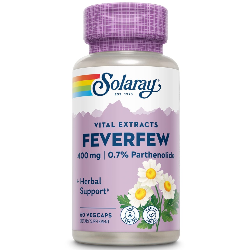 SOLARAY Fevermoney Extract 400 mg 10 mg 12, Sund cirkulation og blodkar, Head Comfort Support 12, Non- GMO 12, 60 VegCaps