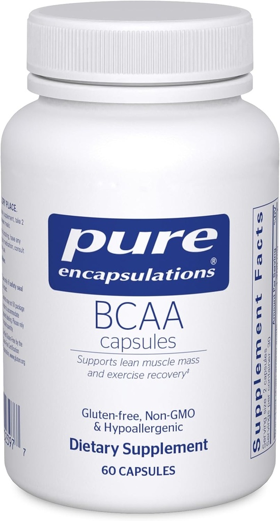 Pure indkapslinger BCAA kapsler Budding- 124; Hypoallergent supplement til støtte muskelfunktion under træning * Budding- 124; 60 kapsler