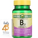 Spring Valley Tids- Release Vitamin B12 tabletter, 1.000 Mcg, 60 Greve, B12 Complex for kvinder og mænd Bundle med 45 Diabetes afkodet