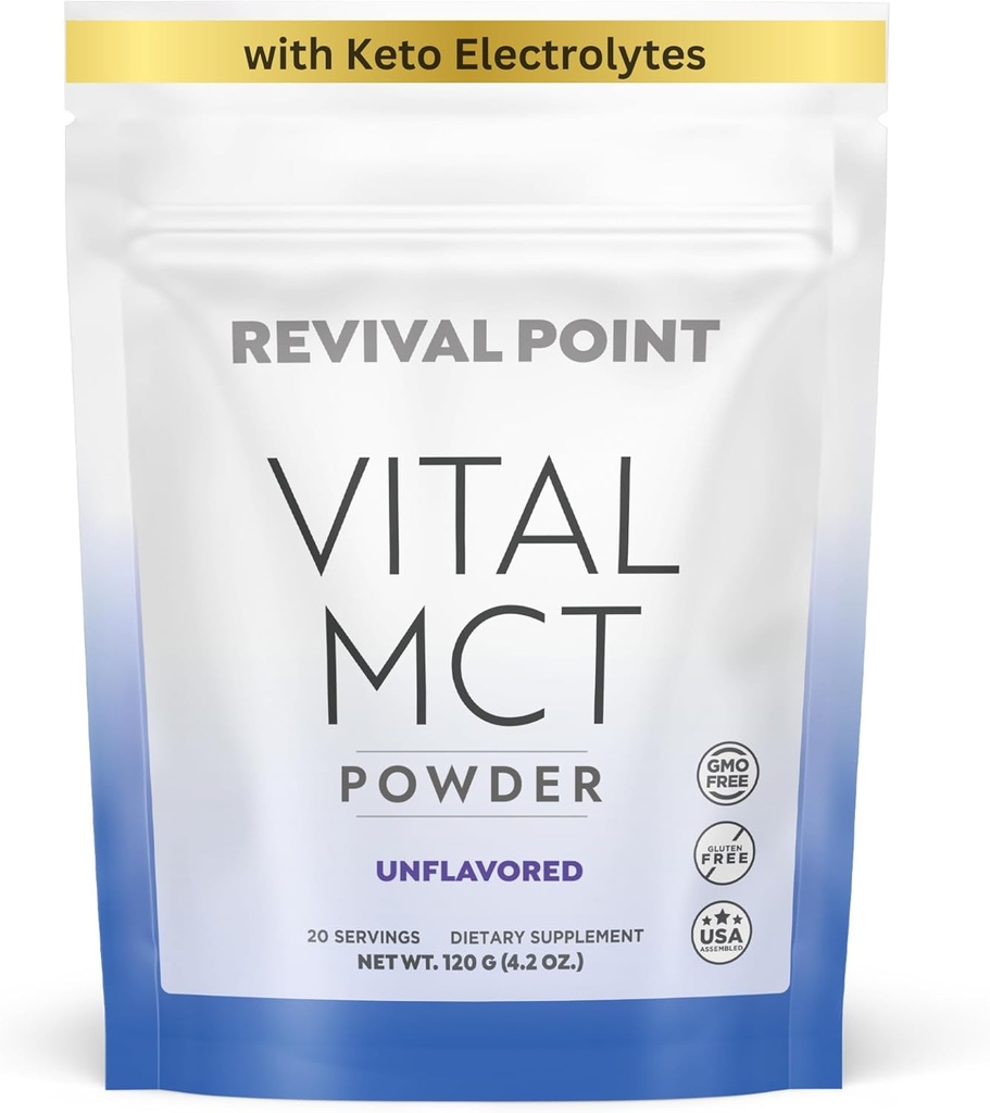 Premium Unflavored MCT Oil Powder med Keto Electrolytes- Creamer til kaffe, te og osv. - Inkluderer 15x biotilgængelig chrompicolinat, C10 og C8 MCT Oil Derived from Coconuts - 120 Grams