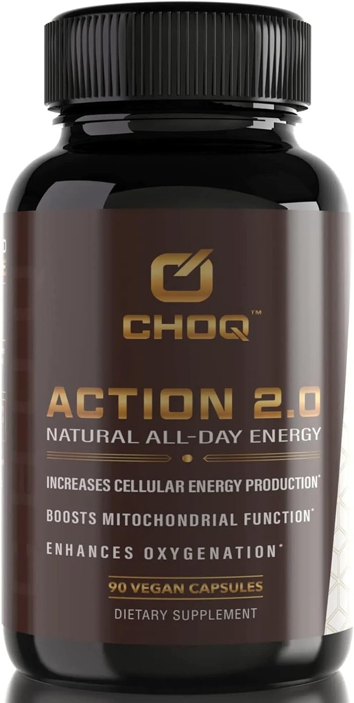CHOQ Handling 2.0 Energy & Circulation Support - Rhodiola Rosea, Beetroot & B12 Supplement - Nitrooxide Booster for mænd og kvinder - Focus & Recovery - 90 Kapsler