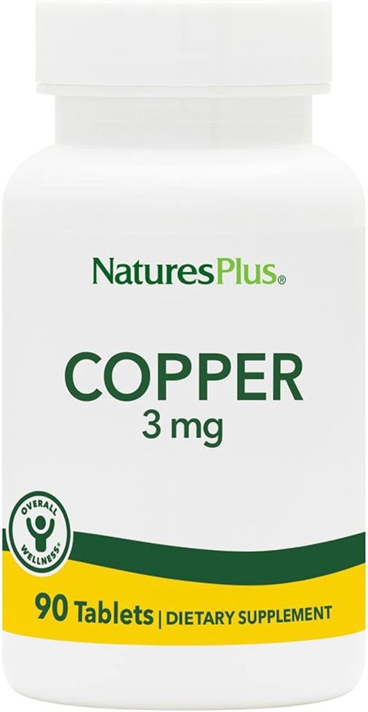 NaturePlus Copper 3 mg - 90 tabletter - Understøtter Samlet Wellness - Gluten Free - 90 Servere