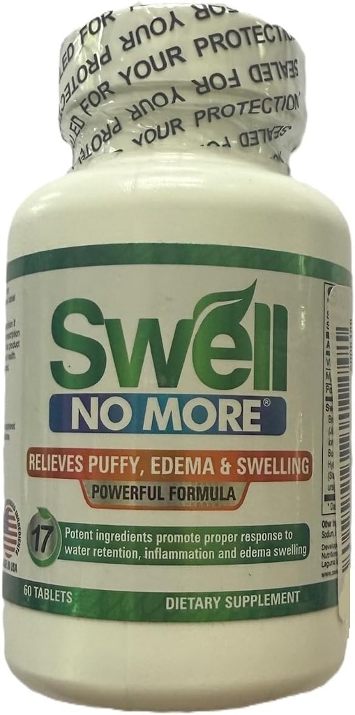 Show No More for Water Retention, Kosttilskud, 60 tabletter, Relieves Puffiness, Edema og Hævelse