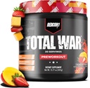 REDCON1 Total War Pre Workout, Jordbær Mango - L Citrullin, Malic Acid, Green Tea Leaf Extract for Pump Boosting Pre Workout for kvinder & mænd - 3.2g Beta Alanine at reducere Exhaustion, 30 Servere