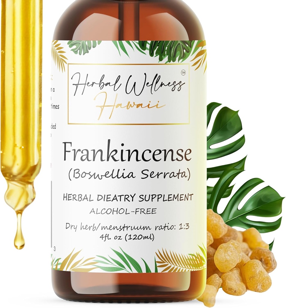 Frankincense Liquid Extract - Herbal Wellness Supplement, Boswellia Serrata Tørret harpiks tinktur, Alkohol- Free 4 Fl.oz