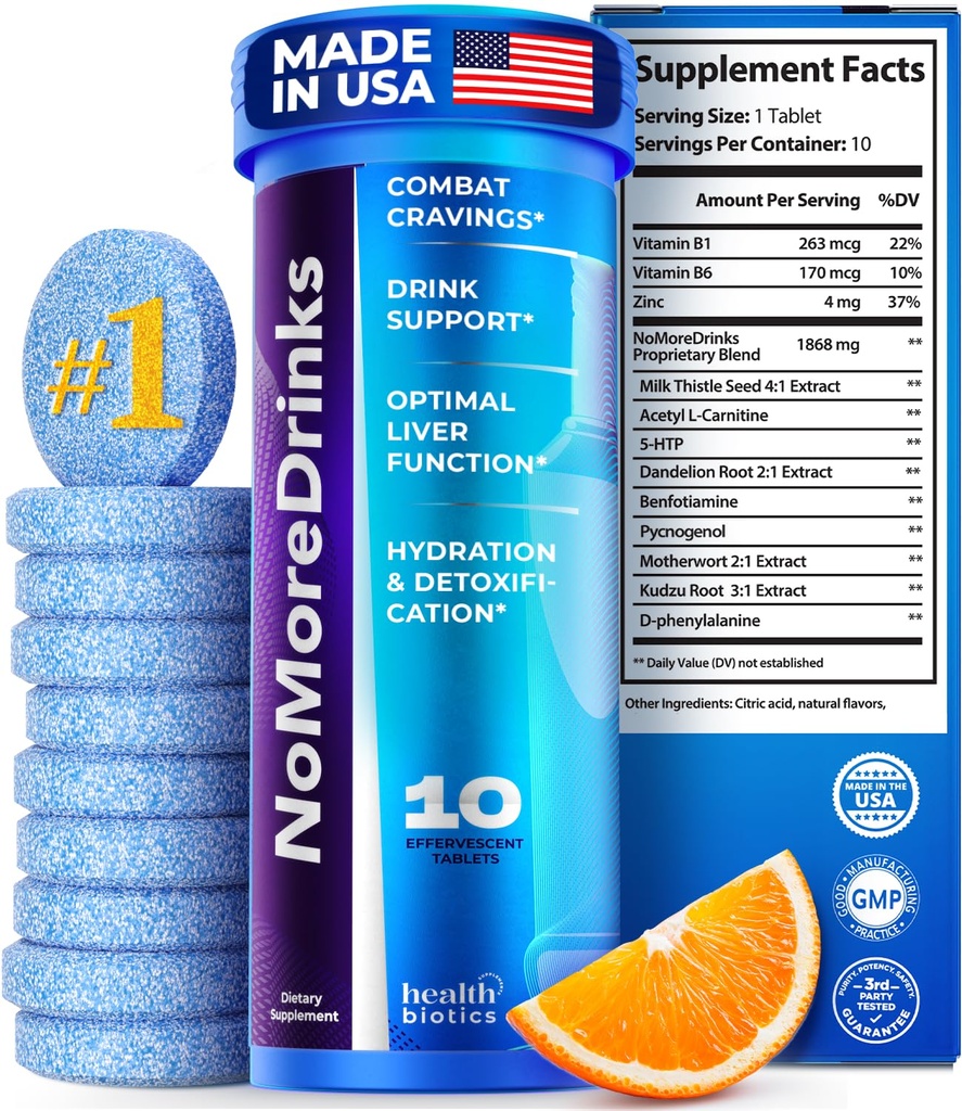 NoMoreDrinks Anti Alkohol Craving Supplement # 124; Lever Detox & Combat Cravings # 124; Energistøtte Alkohol Erstatning Drink # 124; Økologisk mælk tidsel Supplement & Mælkebøtte Root & 5htp # 124; (10) Energipiller