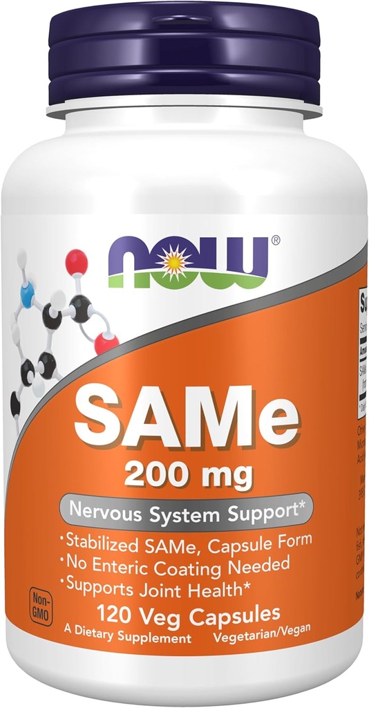 Now Foods Supplements, SAME (S- Adenosyl- L- methionin) 200 mg, Nervesystemet Support *, 120 Veg kapsler