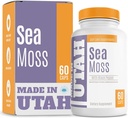 Sea Moss Made with Organic Irish Moss, Bladderwrack og Burdock - Bioperine Tilføjet til bedste biotilgængelighed og absorption, immunforsvar & hjælper med afgiftning - 60 Pullulan kapsler