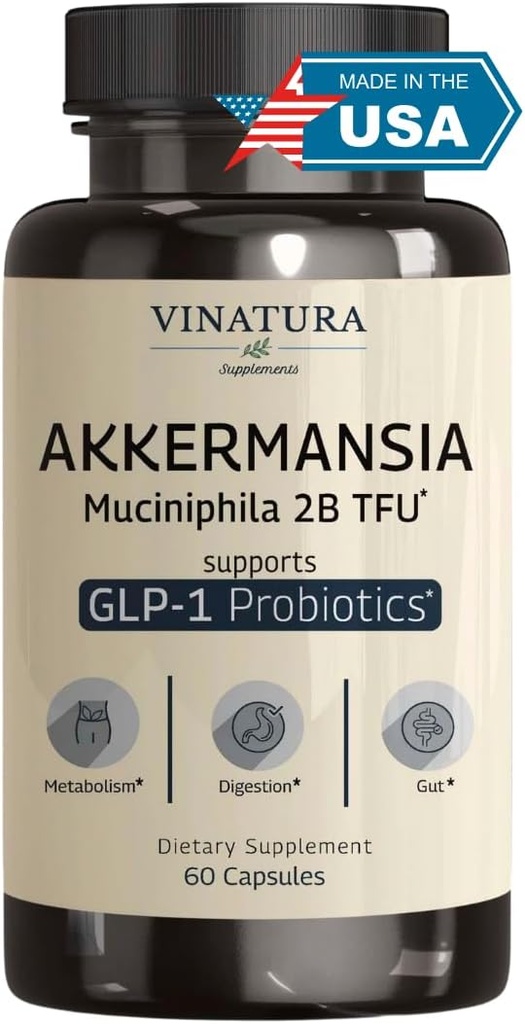 VINATURA Akkermansia Probiotic - Akkermansia Munciniphila Supplement, GLP-1 Supplement - 60 kapsler